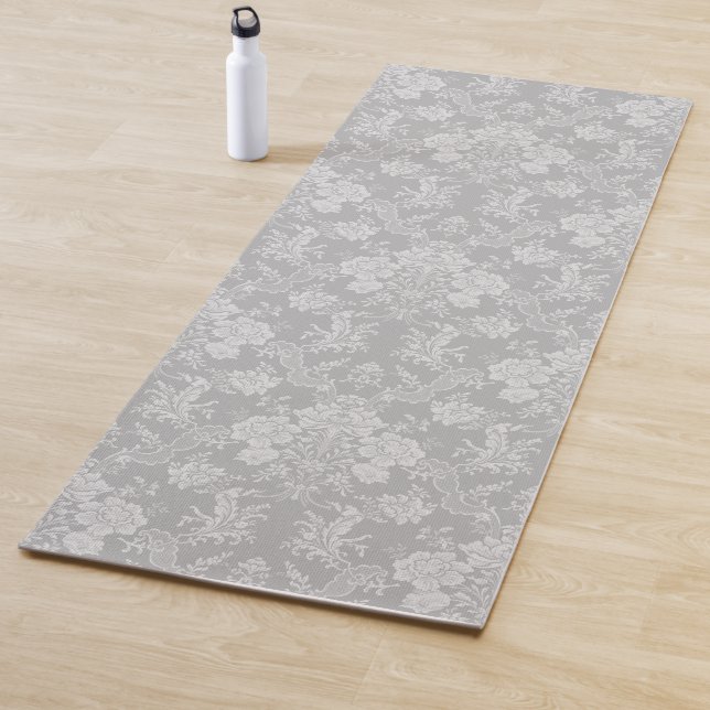 Esterilla De Yoga Elegante Moda romántica floral Damasco-gris (In situ)