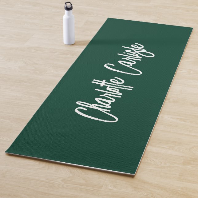 Esterilla De Yoga Elegante Moderno Script Letra a Mano Verde (In situ)