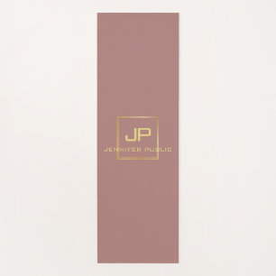 Esterilla De Yoga Elegante Monogramed Template Gold Look Fitness