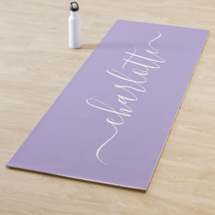 Esterilla De Yoga Elegante nombre con letra script de lila lavanda p