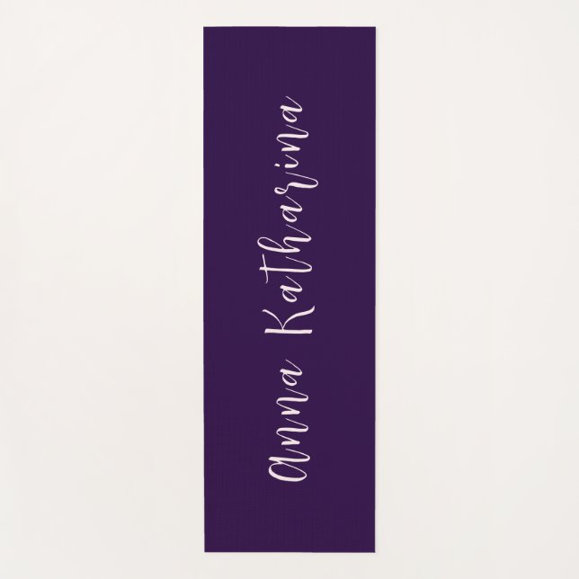 Esterilla De Yoga Elegante Nombre de Script Violeta Sólida Profunda (Anverso)