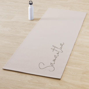 Esterilla De Yoga Elegante Nombre personalizado Beige claro