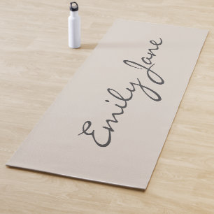 Esterilla De Yoga Elegante nombre personalizado en letra cursiva bei