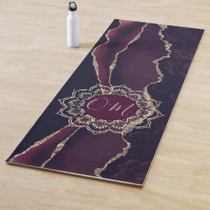 Esterilla De Yoga Elegante OM Mandala en Agate de Oro de Mármol Púrp