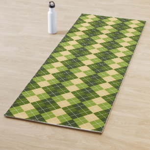 Esterilla De Yoga Elegante patrón Argyle en diamante verde y amarill