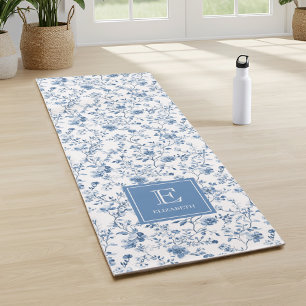 Esterilla De Yoga Elegante patrón de toile francés azul monograma no