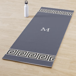 Esterilla De Yoga Elegante patrón griego en gris monogramado