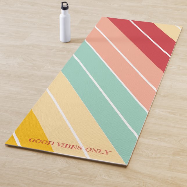 Esterilla De Yoga Elegante Personalizado con Rayas Retro  (In situ)