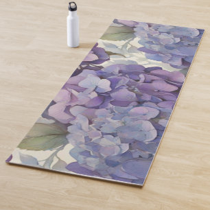 Esterilla De Yoga Elegante polvorienta hidrangeas de color azul viol