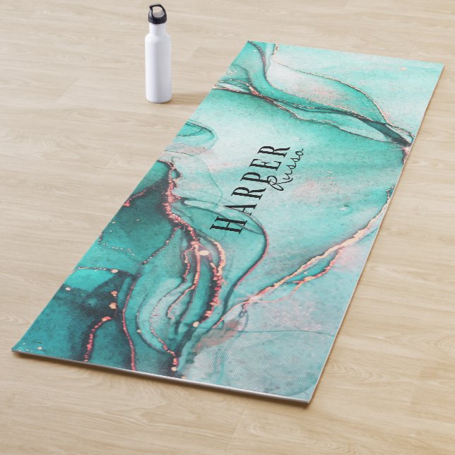 Esterilla De Yoga Elegante Purpurina Azul Nombre personalizado Yoga  (In situ)