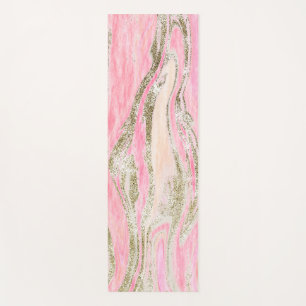 Esterilla De Yoga Elegante Purpurina de color rosa plateado Marble P