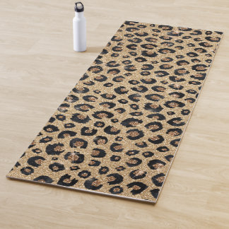 Esterilla De Yoga Elegante Purpurina dorado Leopardo negro