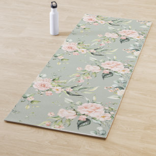 Esterilla De Yoga Elegante Rubor Rosa Eucalyptus Sage Green