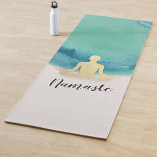 Esterilla De Yoga Elegante Watercolor Gold Meditation Yoga Instructo