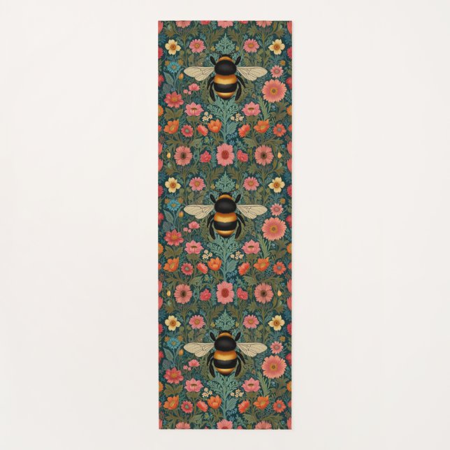Esterilla De Yoga Elegantes florales boho retro abeja primavera  (Anverso)