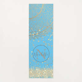 Esterilla De Yoga Encantador Mandala con estrellas de oro en turques