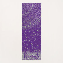 Encantando Mandala con estrellas plateadas en mora