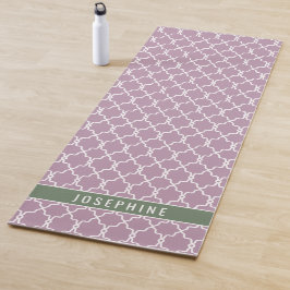 Esterilla De Yoga Enrejado de lavanda y verde apagado con nombre