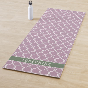 Esterilla De Yoga Enrejado de lavanda y verde apagado con nombre