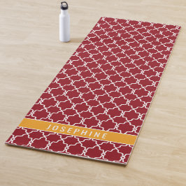 Esterilla De Yoga Enrejado Rojo y Naranja con Nombre Personalizado