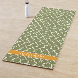 Esterilla De Yoga Enrejado verde y naranja con nombre personalizado