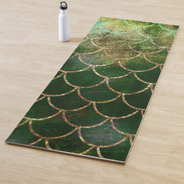 Esterilla De Yoga Escamas de pez sirena con brillo verde y dorado