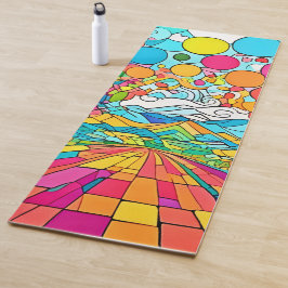 Esterilla De Yoga Escena Colorida del Parque de Dibujos Animados