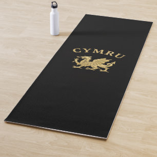 Esterilla De Yoga Escudo de Cymru - Dorado sobre Negro