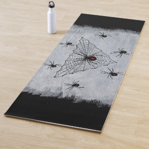 Esterilla De Yoga Espeluznante araña negra viuda en blanco negro