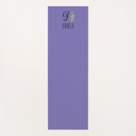 Esterilla De Yoga Espliego de flores de acuarela inicial monograma