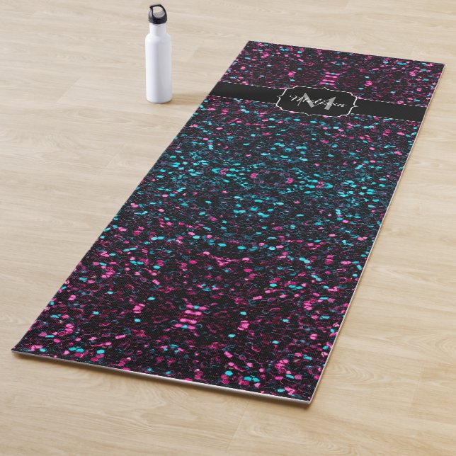 Esterilla De Yoga Espumoso purpurina de mosaico azul rosa brillante  (In situ)