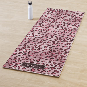 Esterilla De Yoga Estampado Animal Leopardo Rosa Con Hojalata Falsa