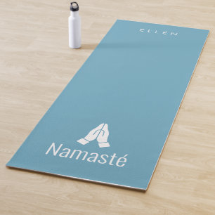 Esterilla De Yoga Estera azul de yoga con las manos unidas de Namast