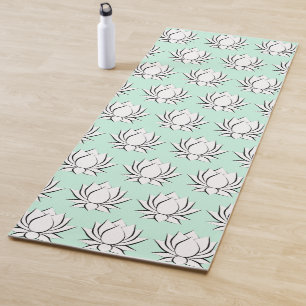 Esterilla De Yoga Estera blanca de yoga con motivos florales de loto