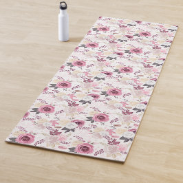 Esterilla De Yoga Estera de yoga floral rosa y gris - Elegante