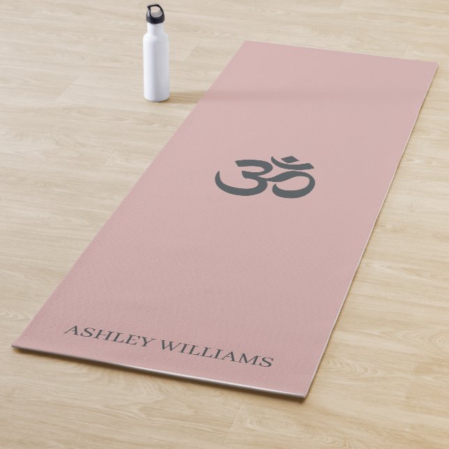 Esterilla De Yoga Estilo Script Nombre Om Símbolo Plata Rosa (In situ)