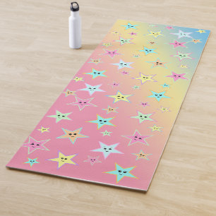 Esterilla De Yoga Estrellas cortas con rostros en tonos pastel