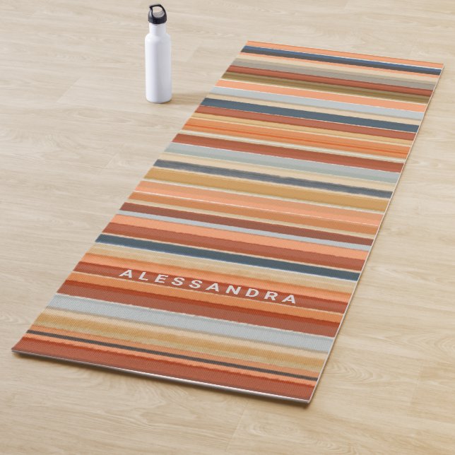 Esterilla De Yoga Estriberas retro monograma atardecer vintage (In situ)