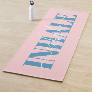 Esterilla De Yoga Exhalo inhalado, cita azul rosado moderno