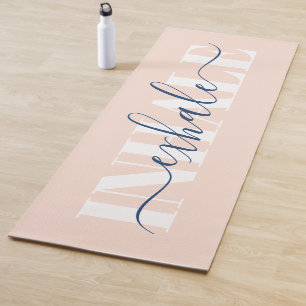 Esterilla De Yoga Exhalo inhalado, cita blanca rosa y moderna