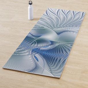 Esterilla De Yoga Fantasía dinámica abstracta tonos azules arte frac