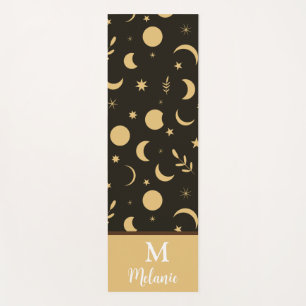 Esterilla De Yoga Fases de la luna del Boho dorado monogramadas
