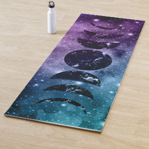 Esterilla De Yoga Fases lunas moradas Verde azuladas de la galaxia N