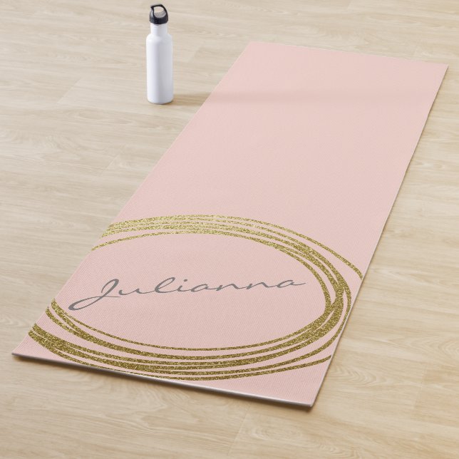 Esterilla De Yoga Faux Gold Abstract Circle Design con el nombre Pin (In situ)