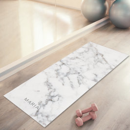 Esterilla De Yoga Faux White Marble Texture Aspecto de la textura y 