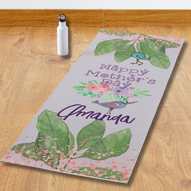 Esterilla De Yoga Feliz Día de la Madre Floral y Aves (Happy Mother's day Floral & Birds Yoga Mat)