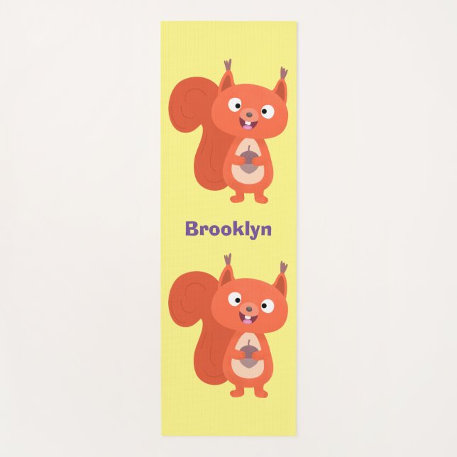 Esterilla De Yoga Feliz ilustracion de personalizado de ardilla roja (Anverso)