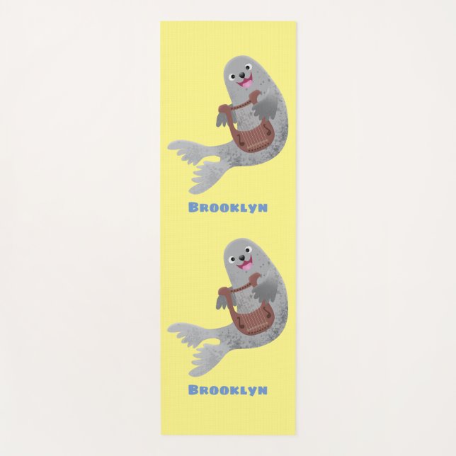 Esterilla De Yoga Feliz ilustracion de personalizado de foca de arpa (Anverso)