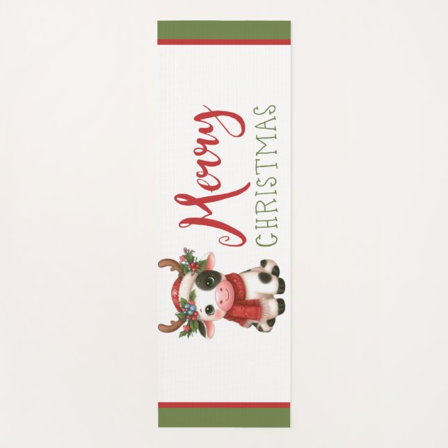 Esterilla De Yoga Feliz Navidad linda vaca (Anverso)