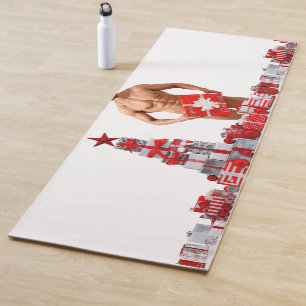Esterilla De Yoga Feliz Navidad SlipperyJoe regalo rojo blanco plata